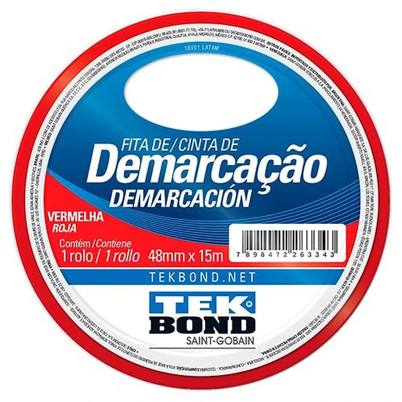 Fita de Demarcação de Solo 48mm x 15m Vermelha Tekbond Tek Bond — Campinas