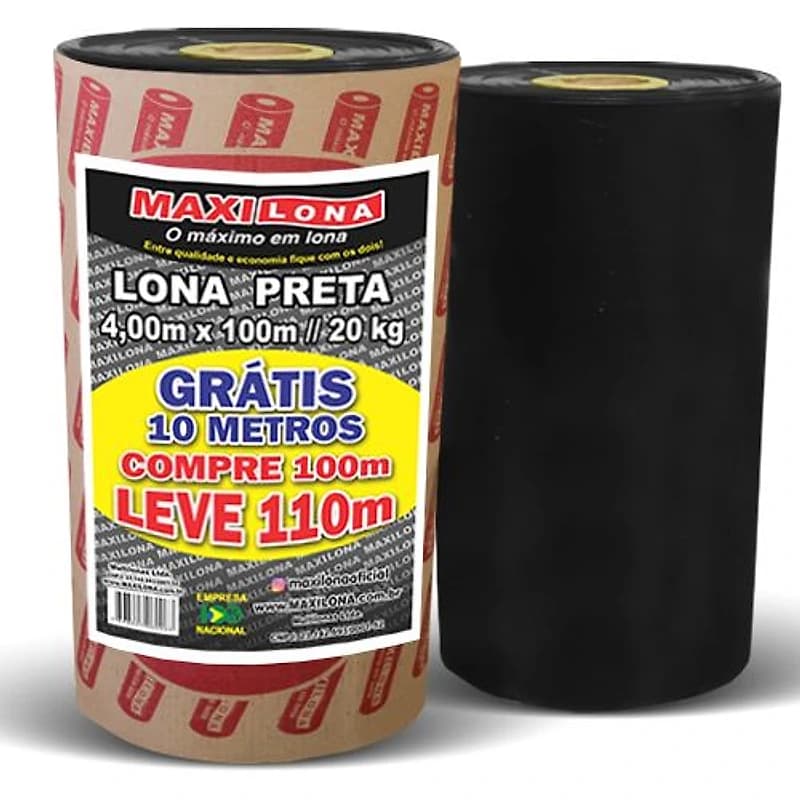 Lona Plástica Preta Bobina 4x100m 20kg + 10m Grátis Maxilona — Campinas