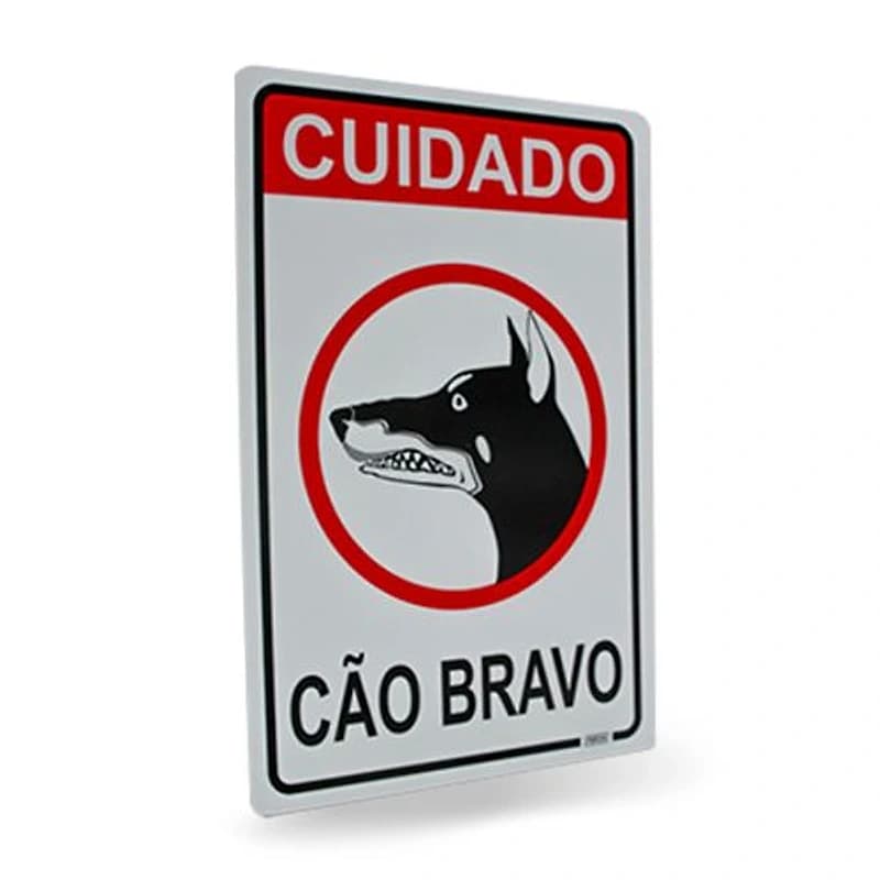 Placa de Sinalização 20x30cm Cão Bravo Ferja — Campinas