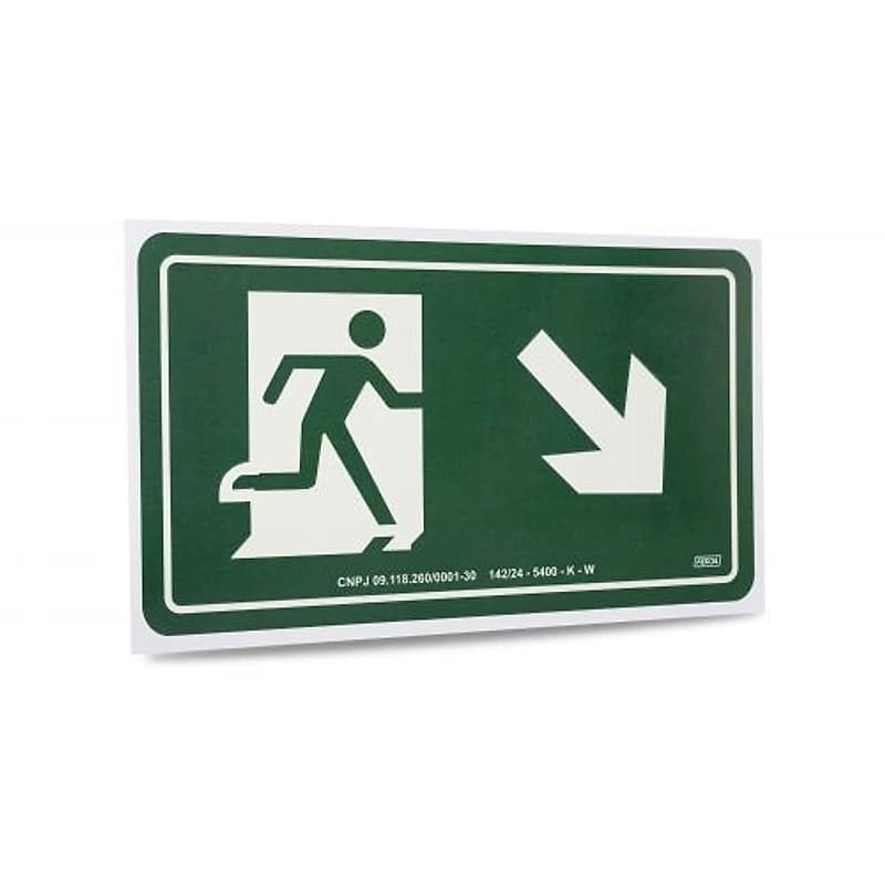 Placa de Sinalização 15x25cm Saída Abaixo Direita Fotoluminescente Ferja — Campinas
