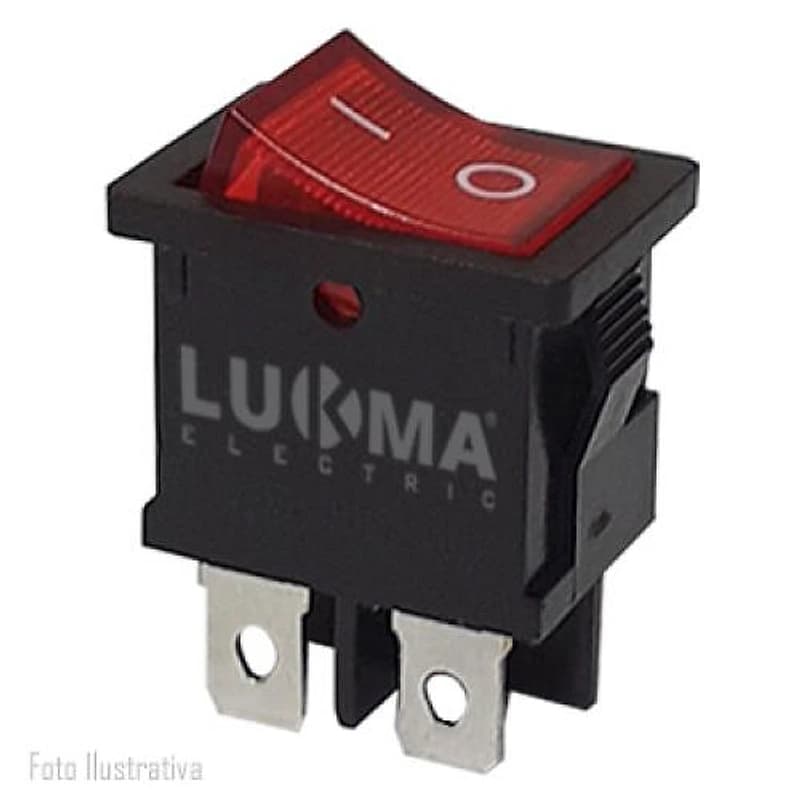 Chave Gangorra Retangular On-Off Iluminada LK1-201N Vermelha Lukma — Campinas