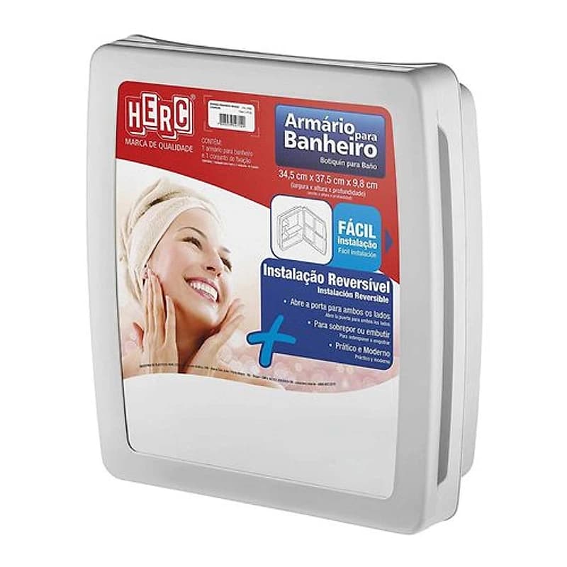 Armário para Banheiro Reversível Cinza Claro 37x34cm Herc 2651 — Campinas
