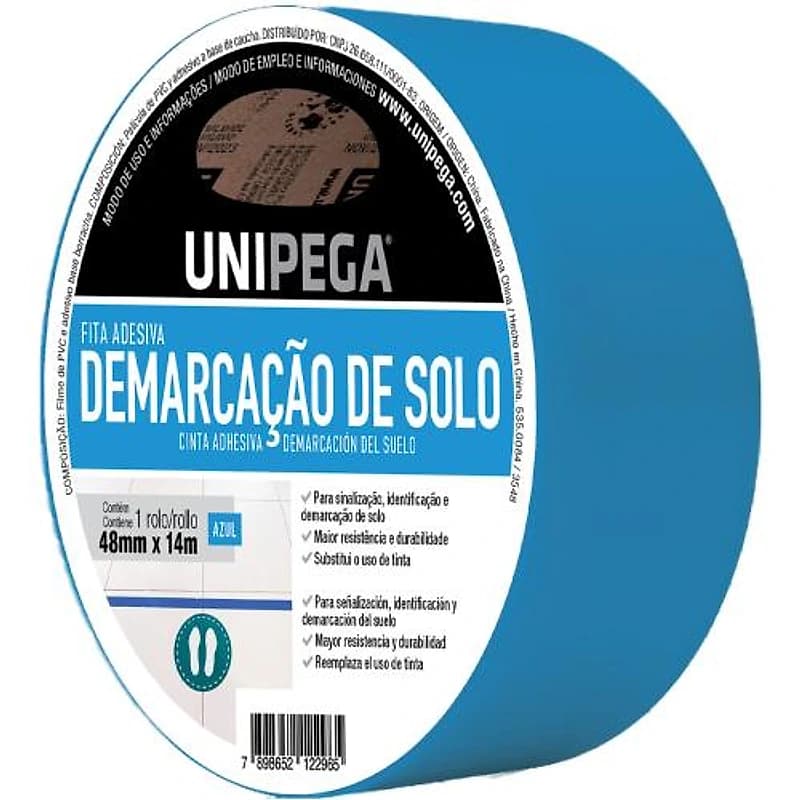 Fita de Demarcação de Solo Azul 48mm x 14m Unipega — Campinas