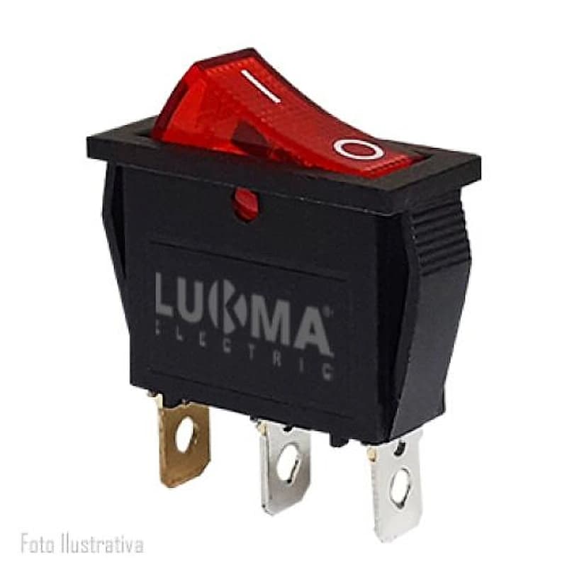 Chave Gangorra Retangular On-Off Vermelha LK3-101N Lukma — Campinas