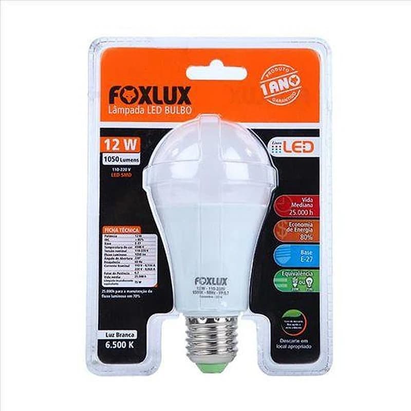 Lâmpada LED Bulbo A60 12W Branca Fria 6500K Foxlux — Campinas