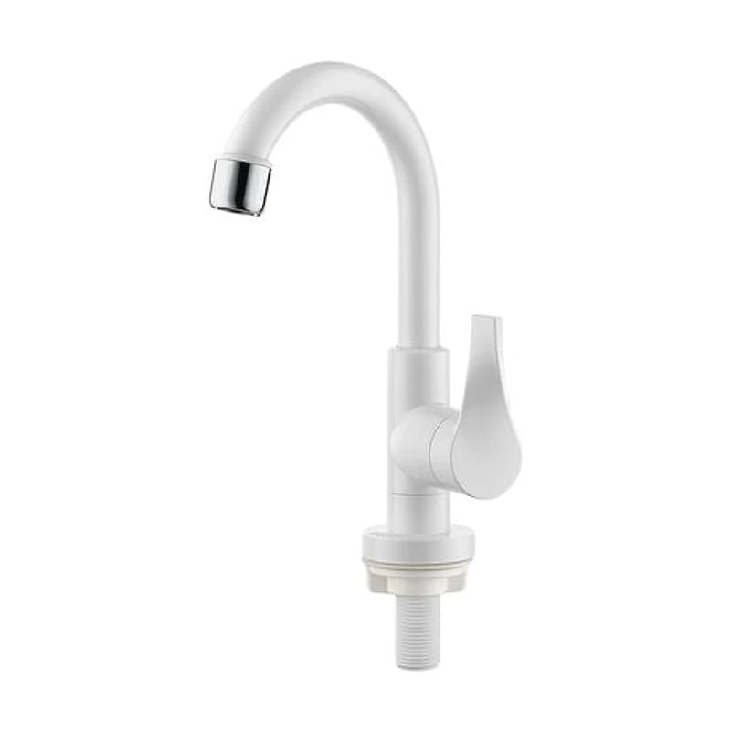 Torneira de Banheiro para Lavatório Bica Alta com Reparo Cerâmico ABS Branco Twist Herc — Campinas