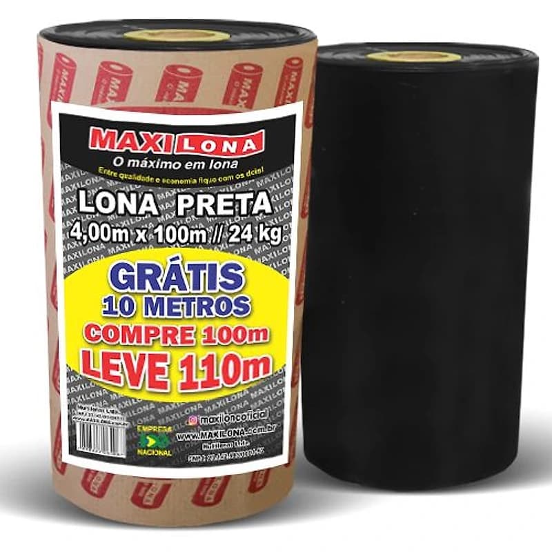 Lona Plástica Preta Bobina 4x100m 24kg + 10m Grátis Maxilona — Campinas