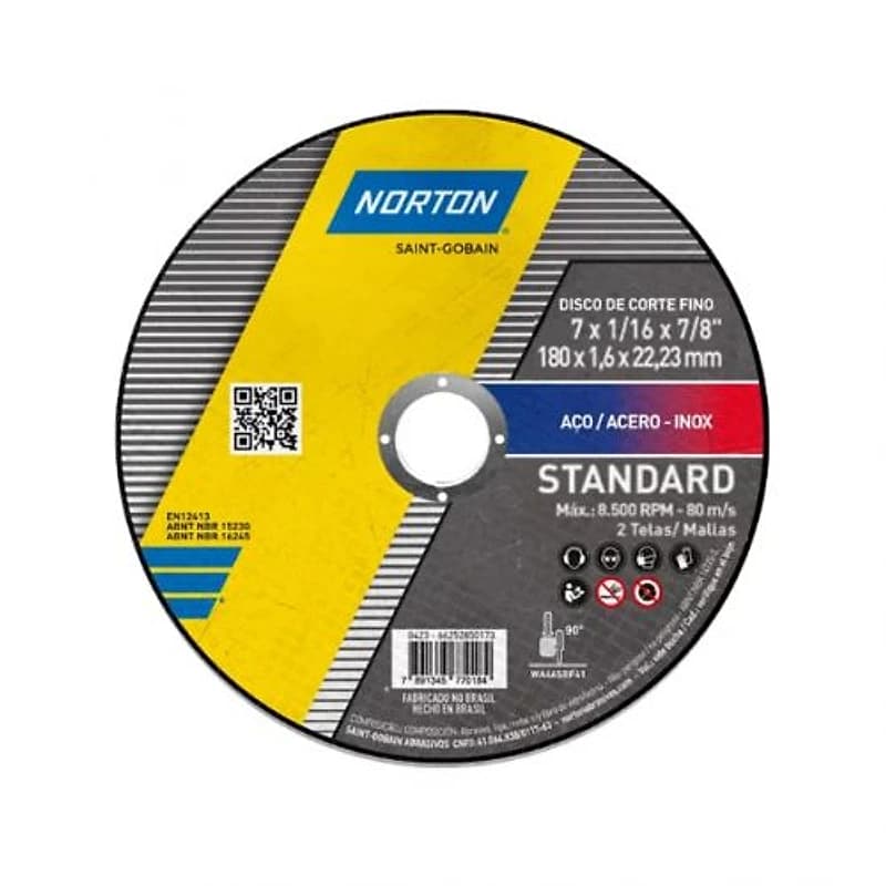 Disco de Corte Inox Standard 7" (180mm) Norton — Campinas