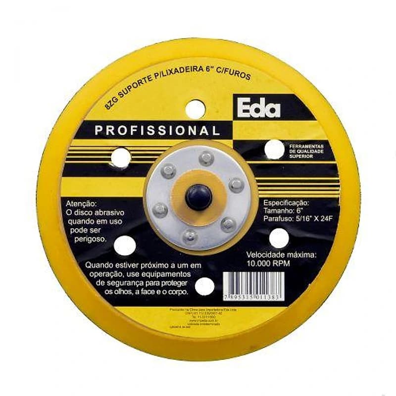 Disco de Borracha com Velcro 6" Pneumático Eda — Campinas
