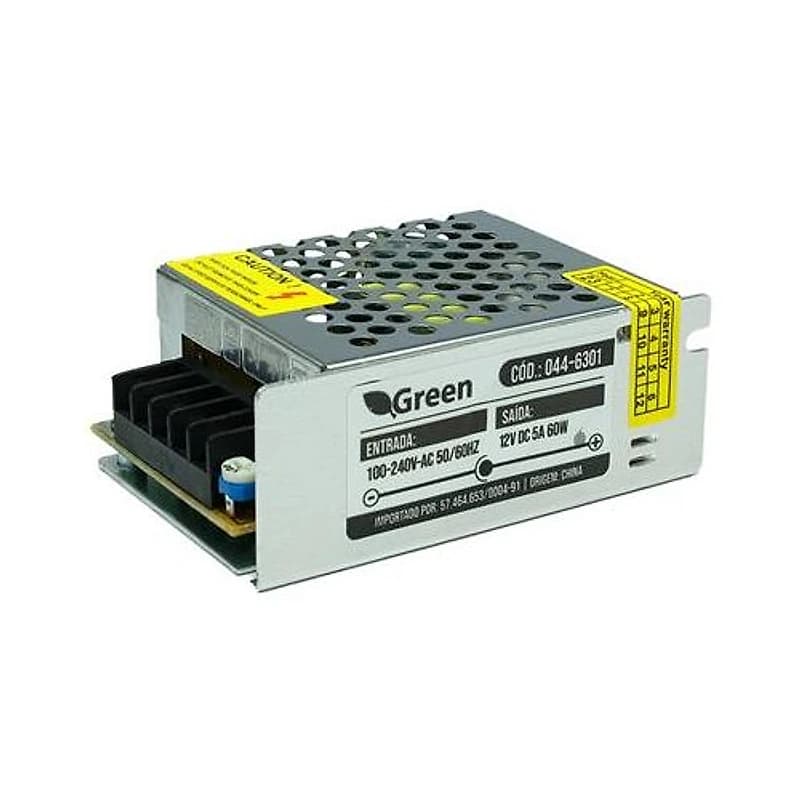 Fonte Chaveada Metálica 12V 5A 60W Bivolt Green — Campinas