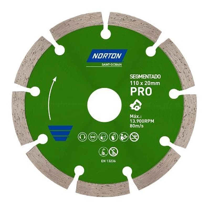 Disco Diamantado Segmentado Pro 4.3/8" 110mm Norton — Campinas