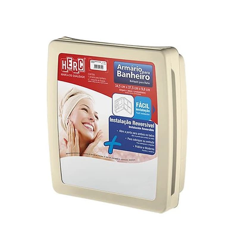 Armário para Banheiro Reversível Bege 37x34cm Herc 2653 — Campinas