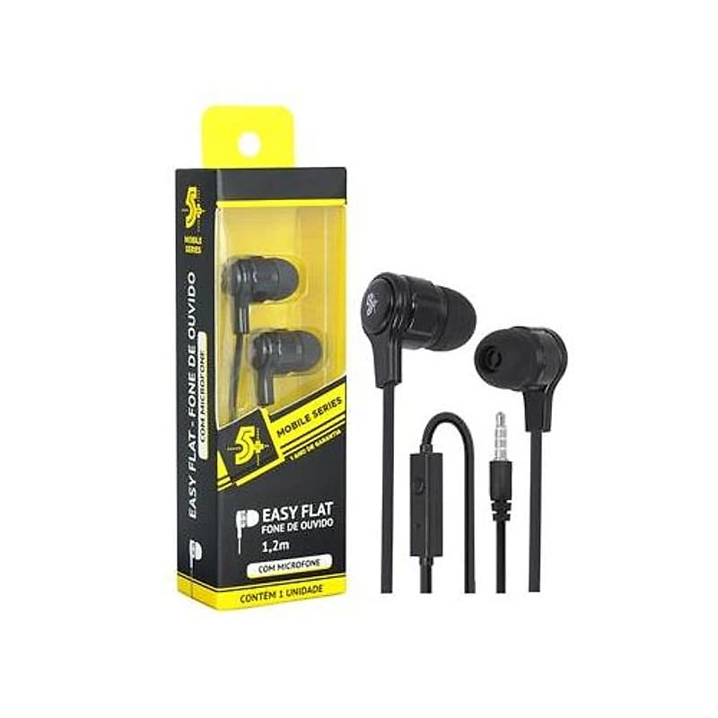 Fone de Ouvido com Microfone Easy Flat Preto Pix — Campinas