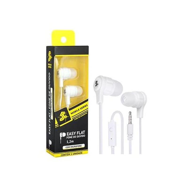 Fone de Ouvido com Microfone Easy Flat Branco Pix — Campinas