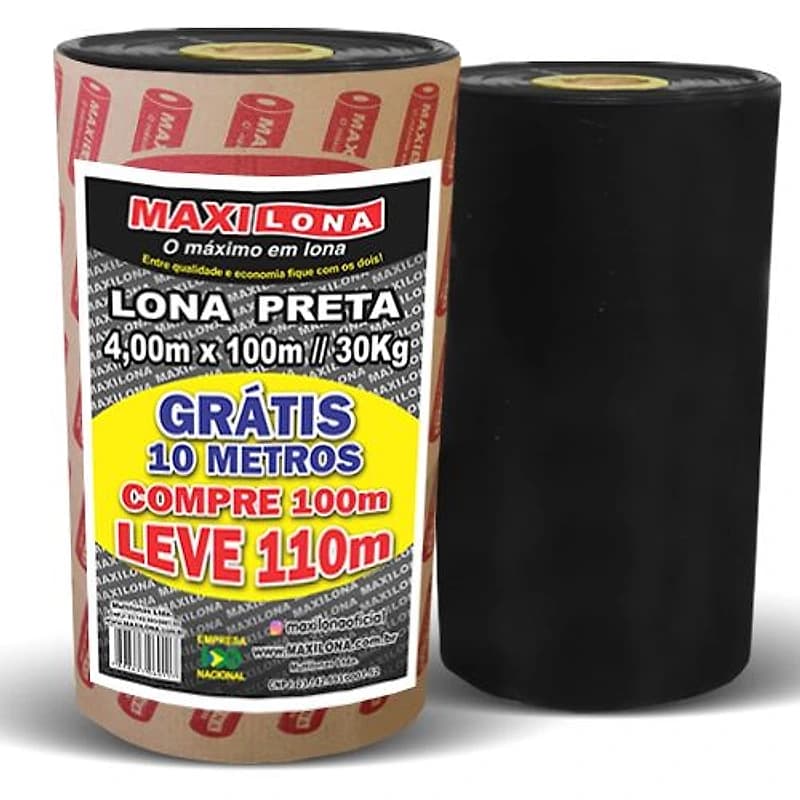 Lona Plástica Preta Bobina 4x100m 30kg + 10m Grátis Maxilona — Campinas