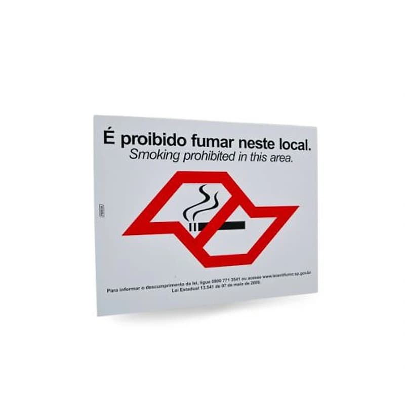 Placa de Sinalização 20x25cm Proibido Fumar com Lei Ferja — Campinas