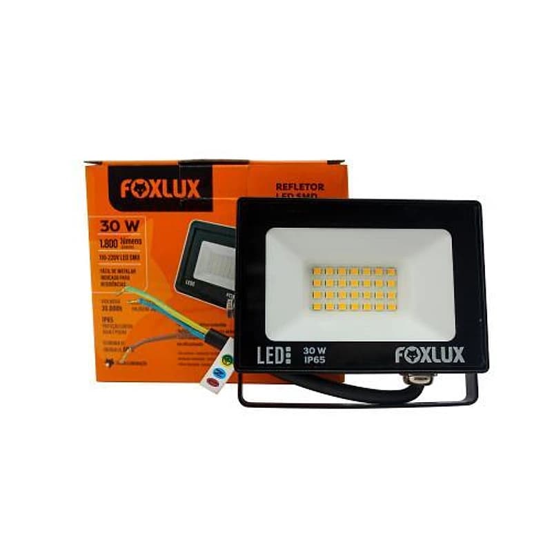 Refletor LED 30W Alumínio Luz Branca 6500K Foxlux — Campinas