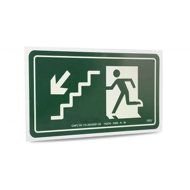 Placa de Sinalização 15x25cm Escada Desce Esquerda Ferja — Campinas