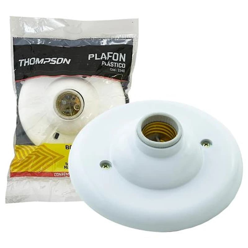 Plafonier Redondo de PVC com Soquete de Porcelana Branco Thompson 1540 — Campinas