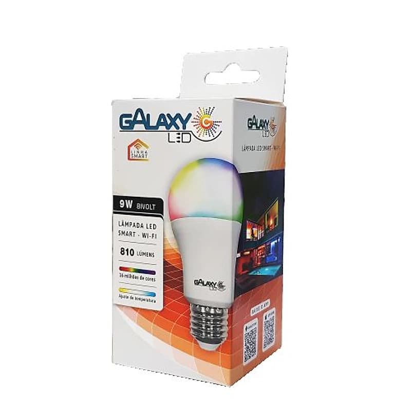 Lâmpada LED Bulbo A60 9W Smart Wi-Fi RGB 6500K Galaxy 7100 — Campinas