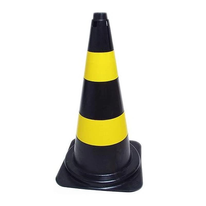Cone de Sinalização Preto e Amarelo 75cm Plastcor — Campinas