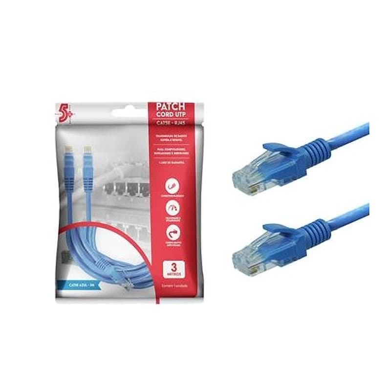 Cabo de Rede Patch Cord Cat5e RJ45 1,00m 5+ — Campinas