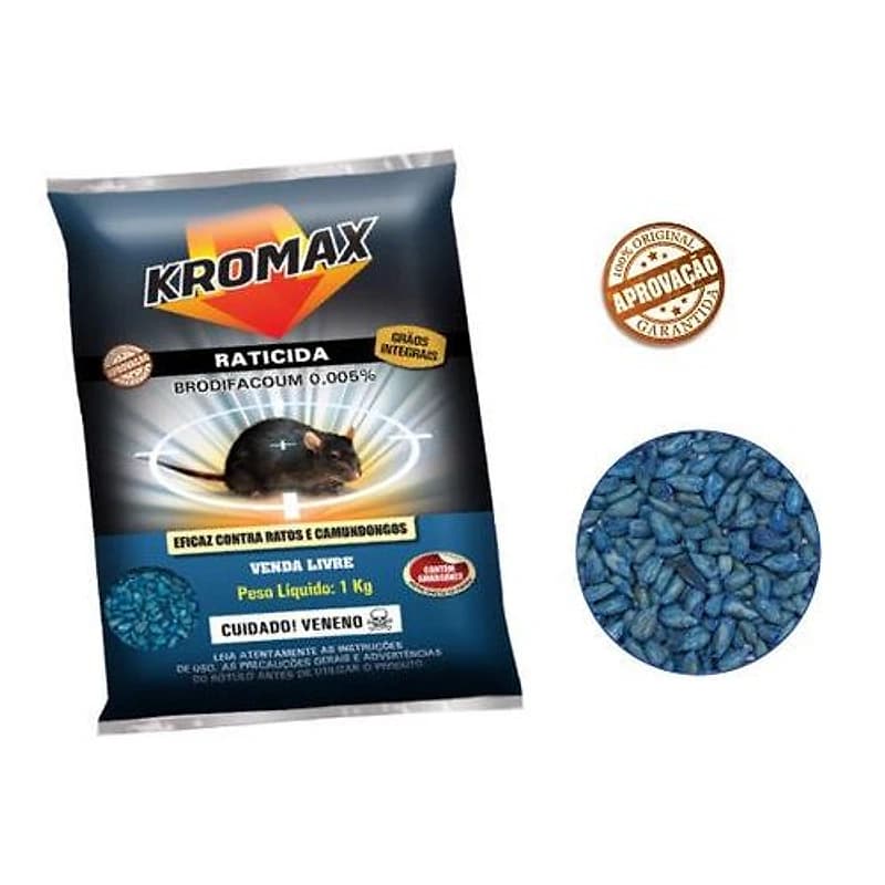 Raticida Mata Rato 1kg Sachê 50x20g Kromax Krodec — Campinas
