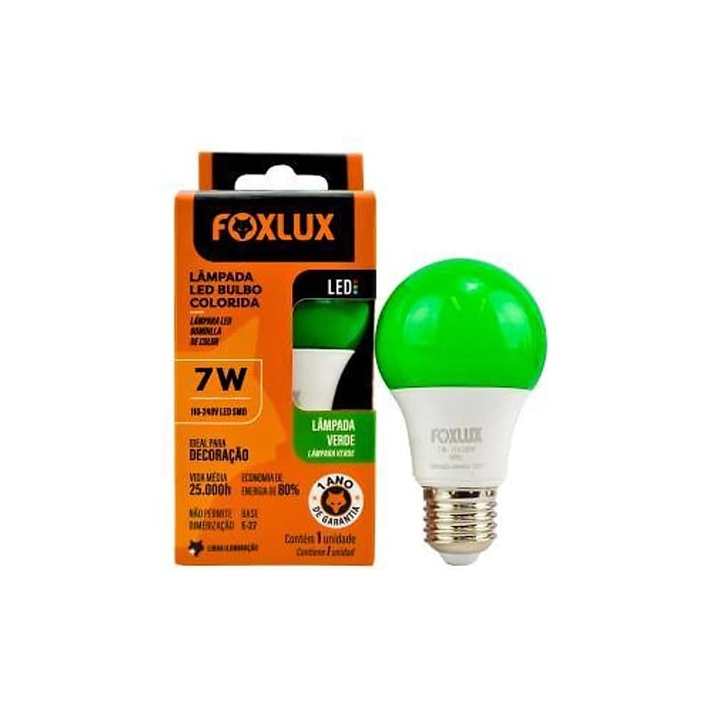Lâmpada LED Bolinha 7W Verde E27 Foxlux — Campinas