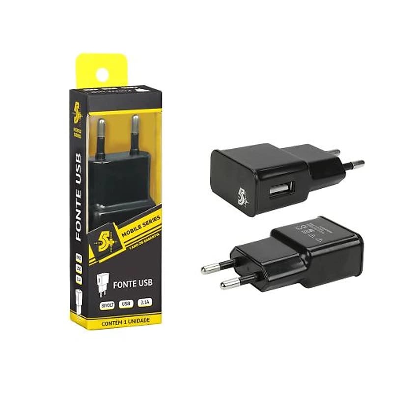Carregador de Parede USB-A 5V 2.1A Preto Pix — Campinas