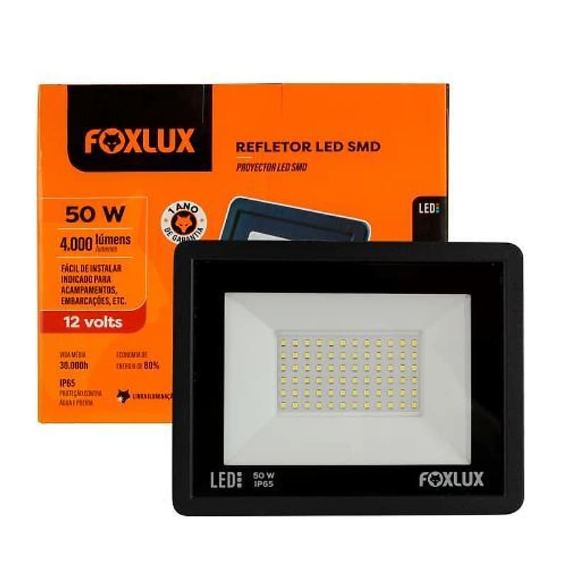 Refletor LED 50W Alumínio Luz Branca 6500K Foxlux — Campinas