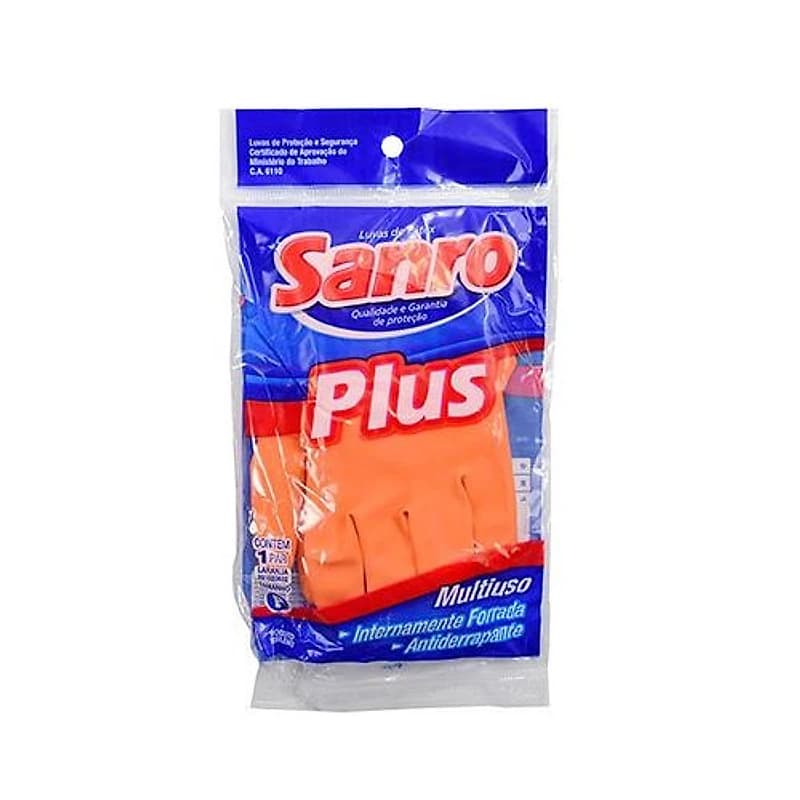 Luva de Látex Multiuso Laranja Plus Tamanho P Sanro (Par) — Campinas