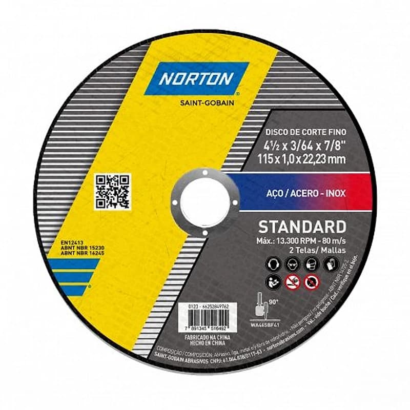 Disco de Corte Inox Standard 4.1/2" (115mm) Norton — Campinas