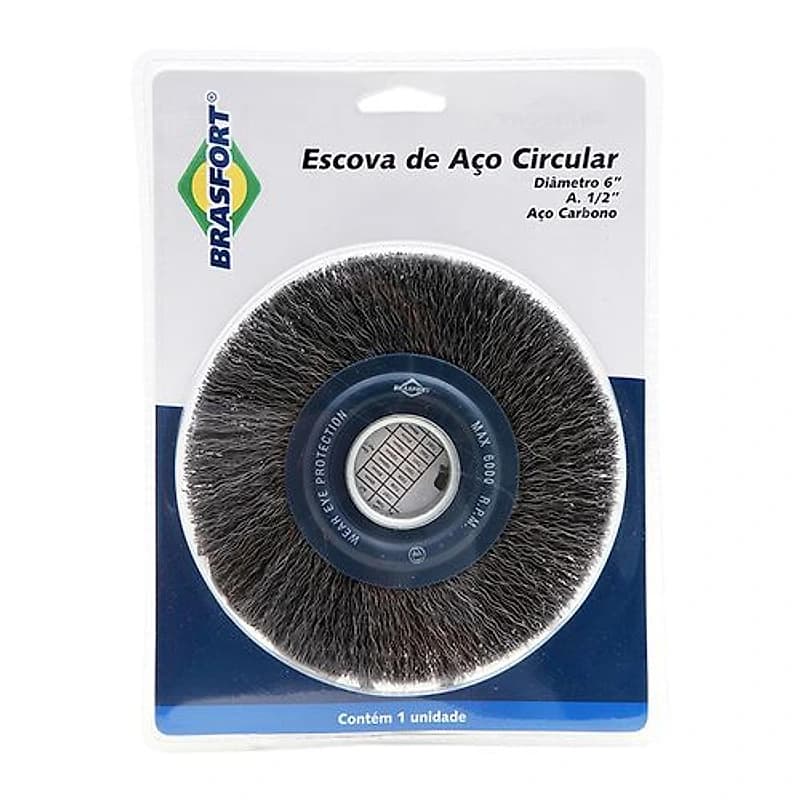 Escova de Aço Carbono Circular 6" x 5/8" Brasfort 7240 — Campinas